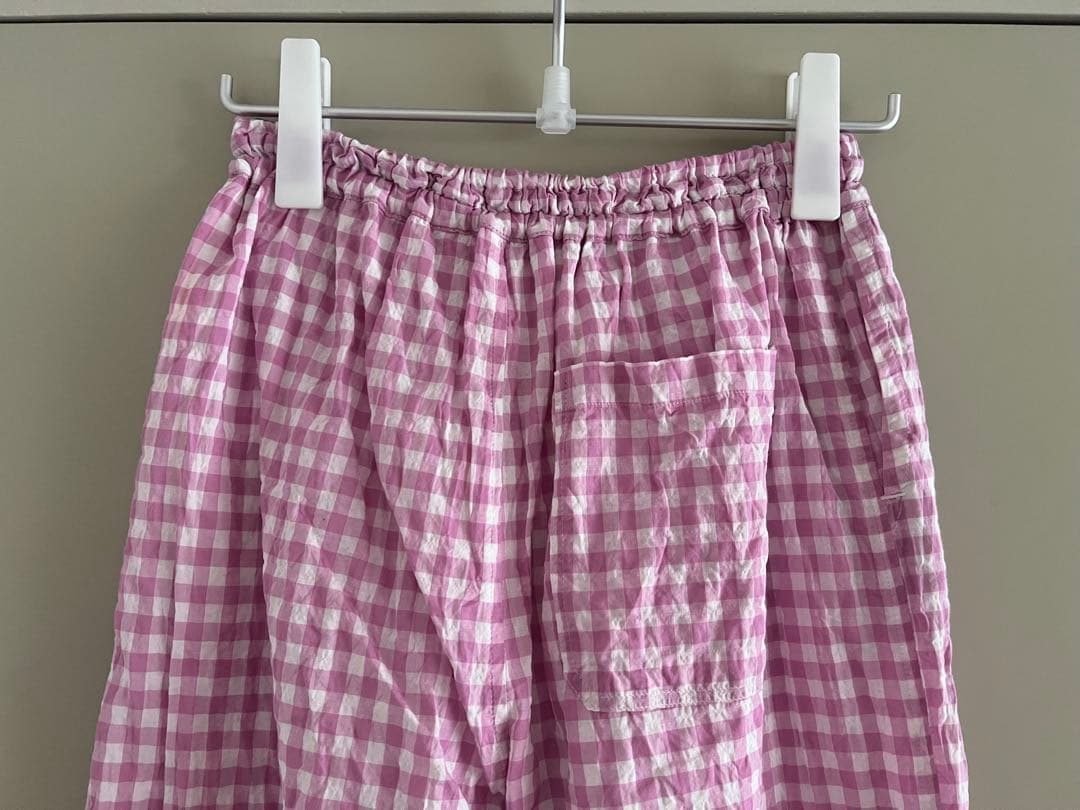 “adeu”イージーパンツ・ギンガムチェック・ピンク