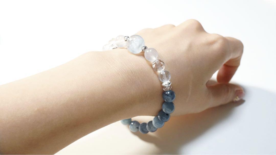 肌触りがいい ☆展☆アクアマリンコンビネーションブレスレット❁⃘*.゜個性的 アクセサリー