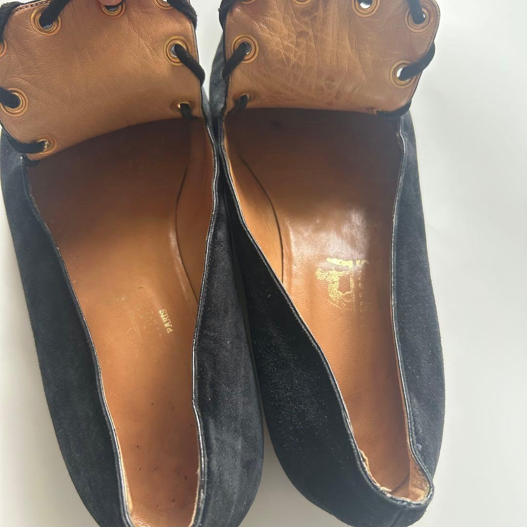 エルメス クローズドステッチ スエード フラットシューズ パンプス 36 エルメス クローズドステッチ スエード フラットシューズ