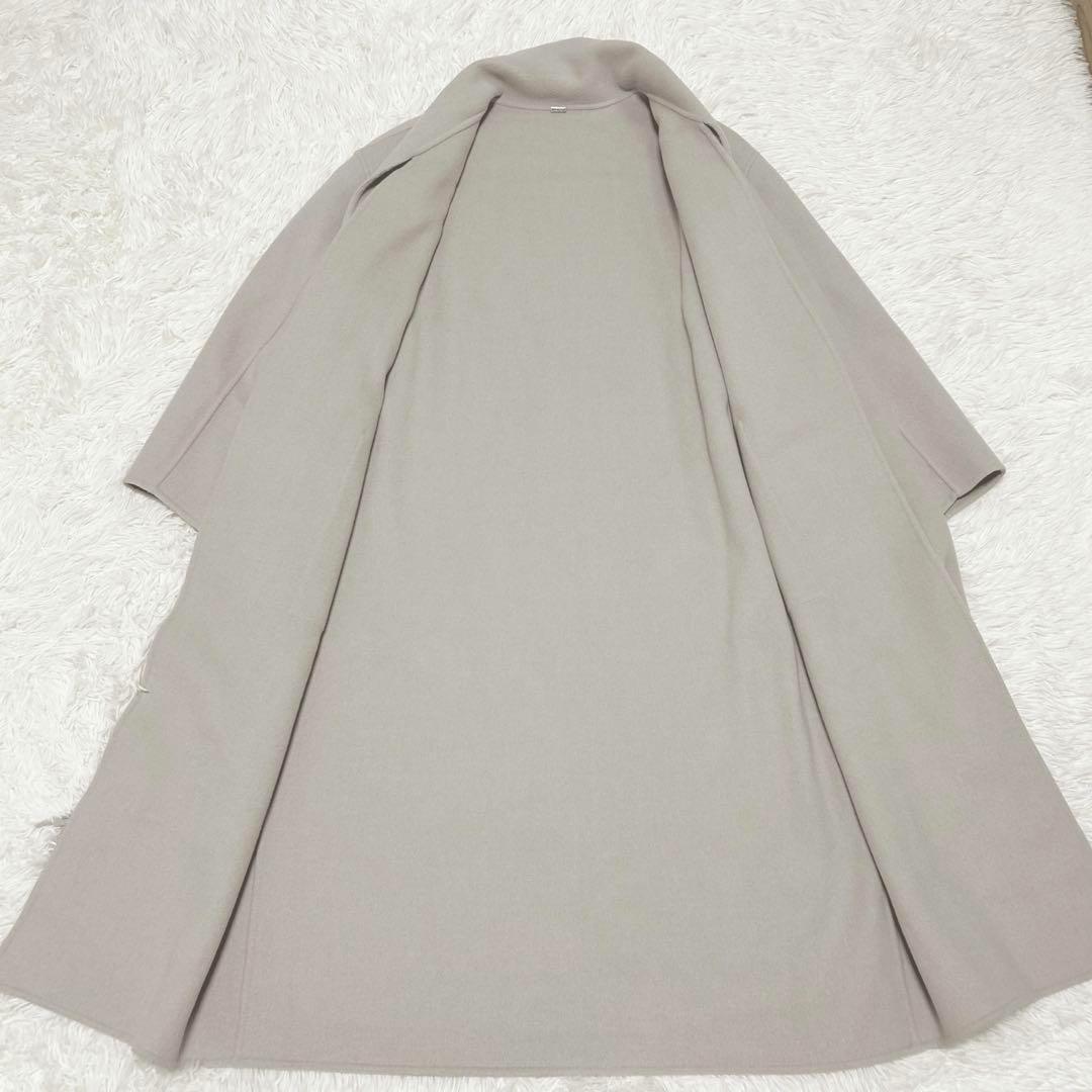 フリンジ付きロングコートライトグレー