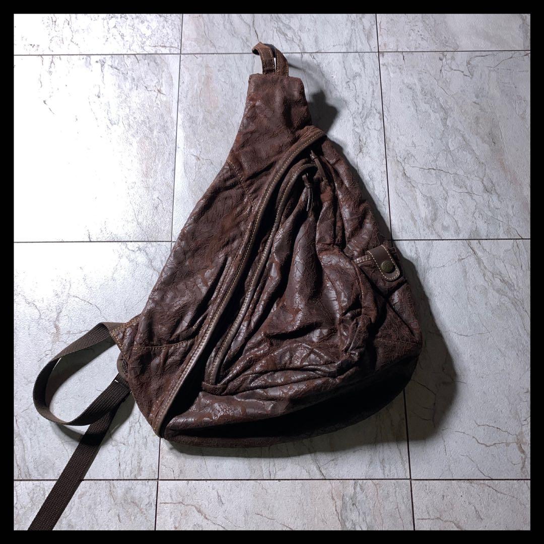 00s archive フェイクレザー スリングバッグ ブラウン Y2K