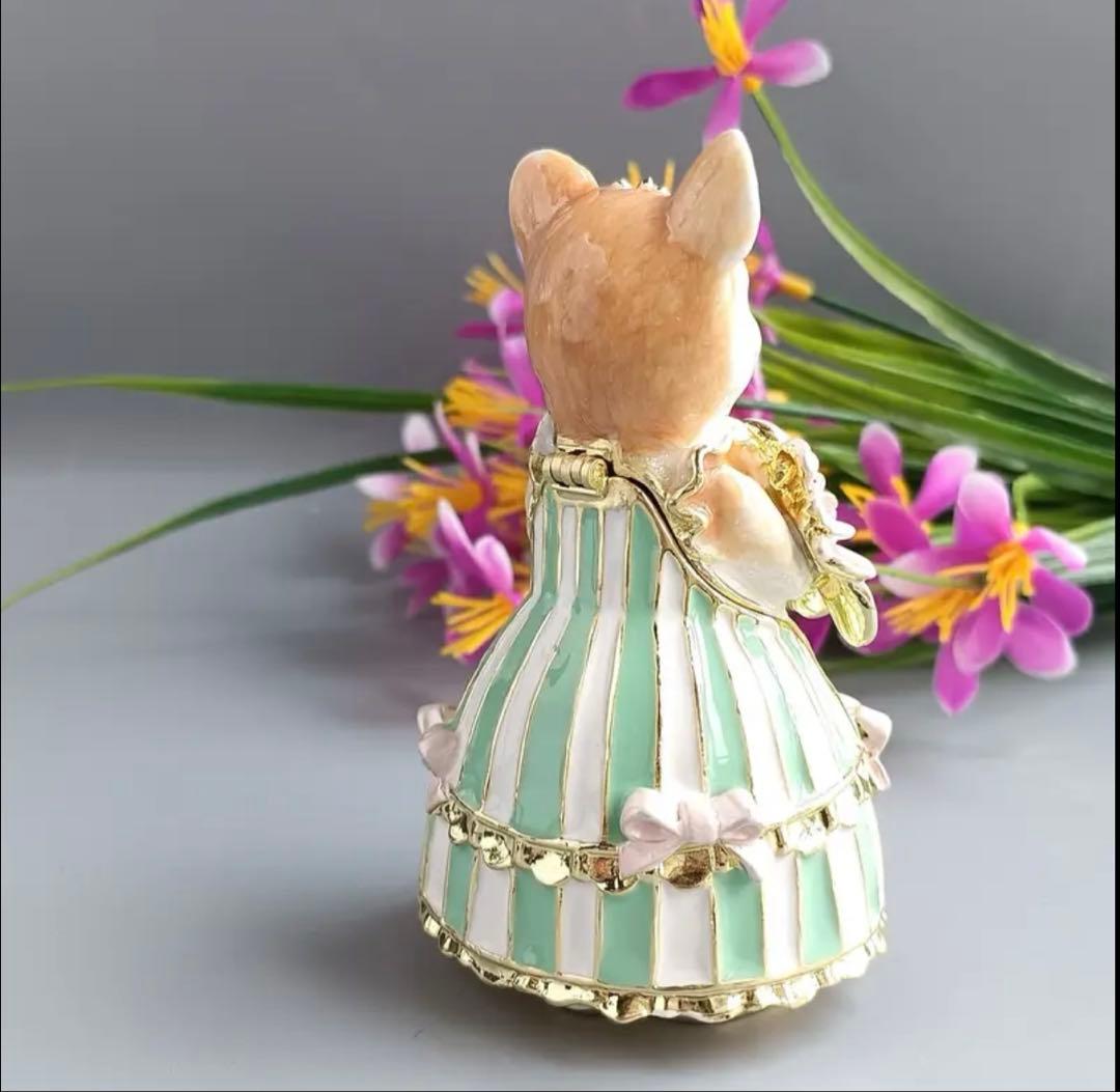 エメラルジュエリーボックス フラワーキャット ヴィンテージ ドイツ製