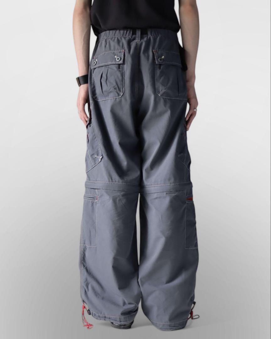 パンツ Y2K archive gray tech wide cargo pants