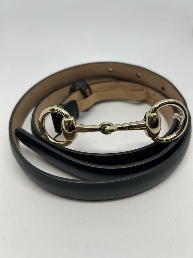 【美品】GUCCIグッチ ブラックレザーベルト 403953 長さ104cm