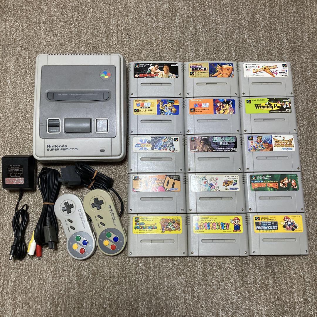 動作確認済 任天堂 スーパーファミコン 本体 ソフト カセット 15本 セット