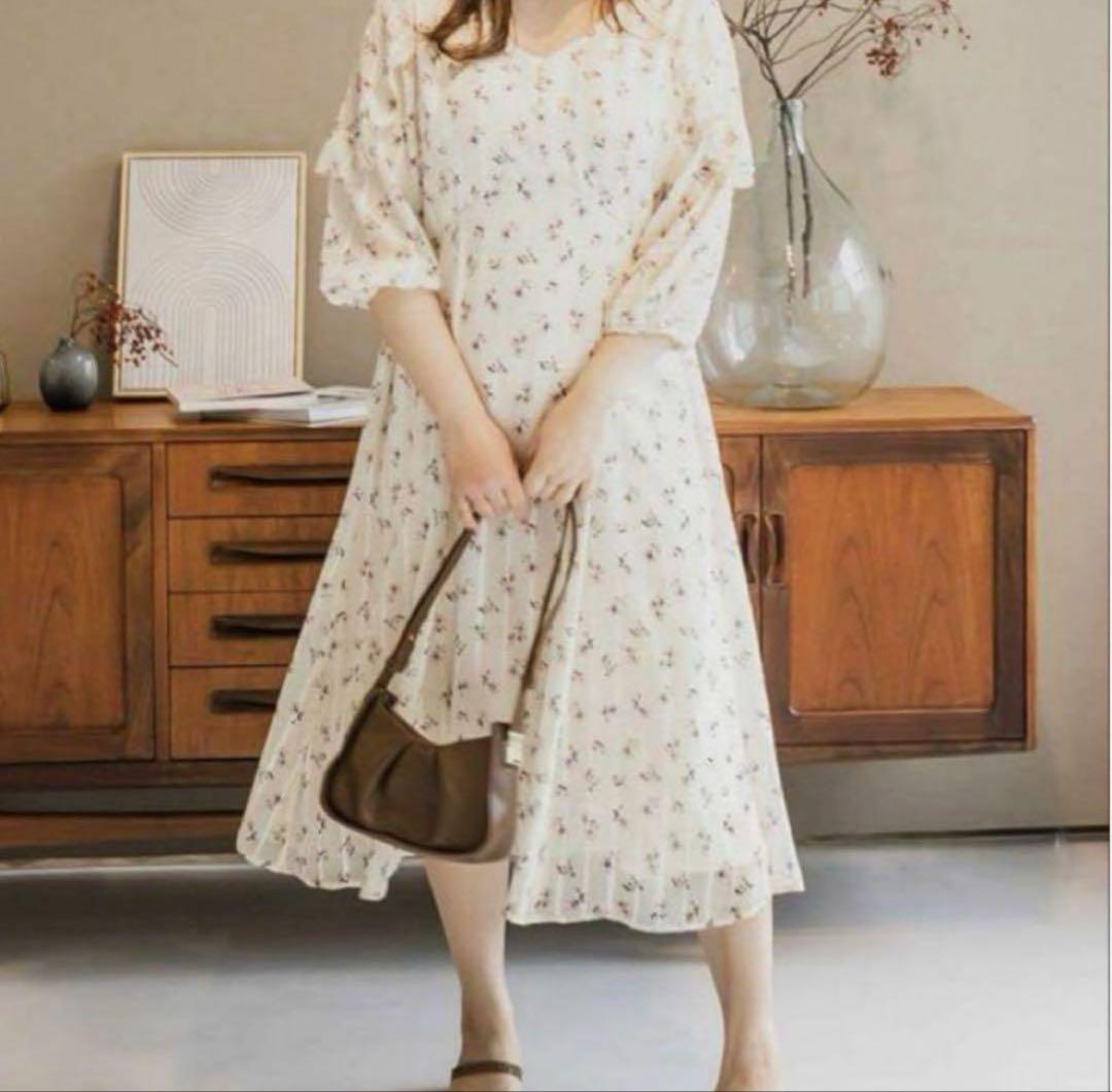 clette クレット ロングワンピース 花柄 大きいサイズ4L 袖フリル 春夏 clette クレット 花柄ロングワンピース 大きいサイズ4L 袖フリル