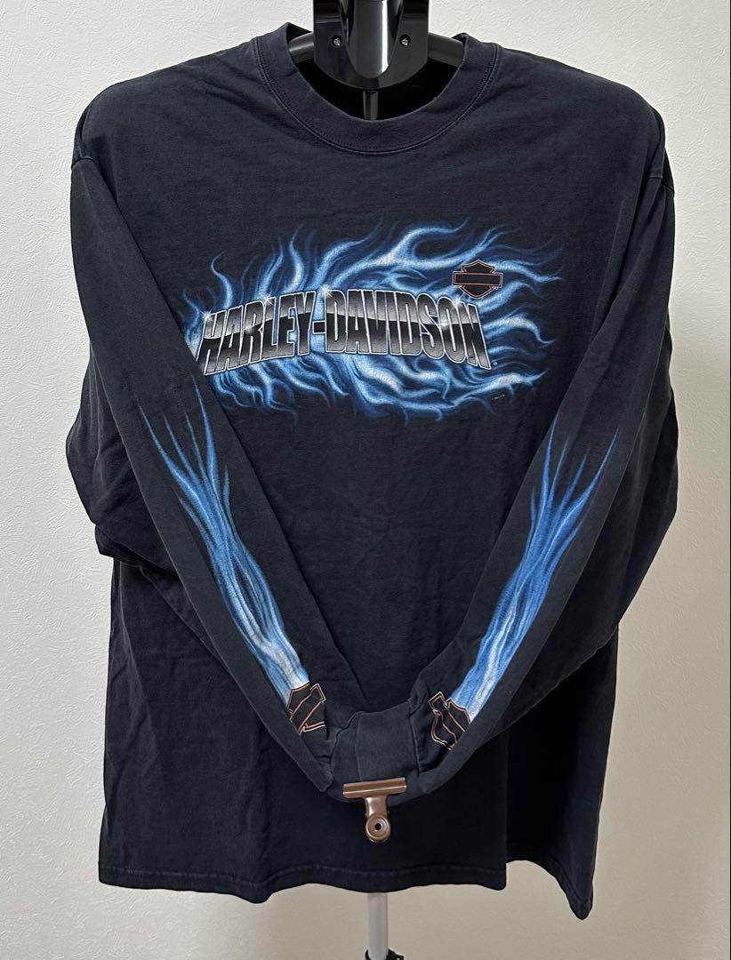 激レア XL 90s harley davidson ブルーフレイム ロンT XL 90s harley davidson ブルーフレイム ロンT ハーレー｜Yahoo