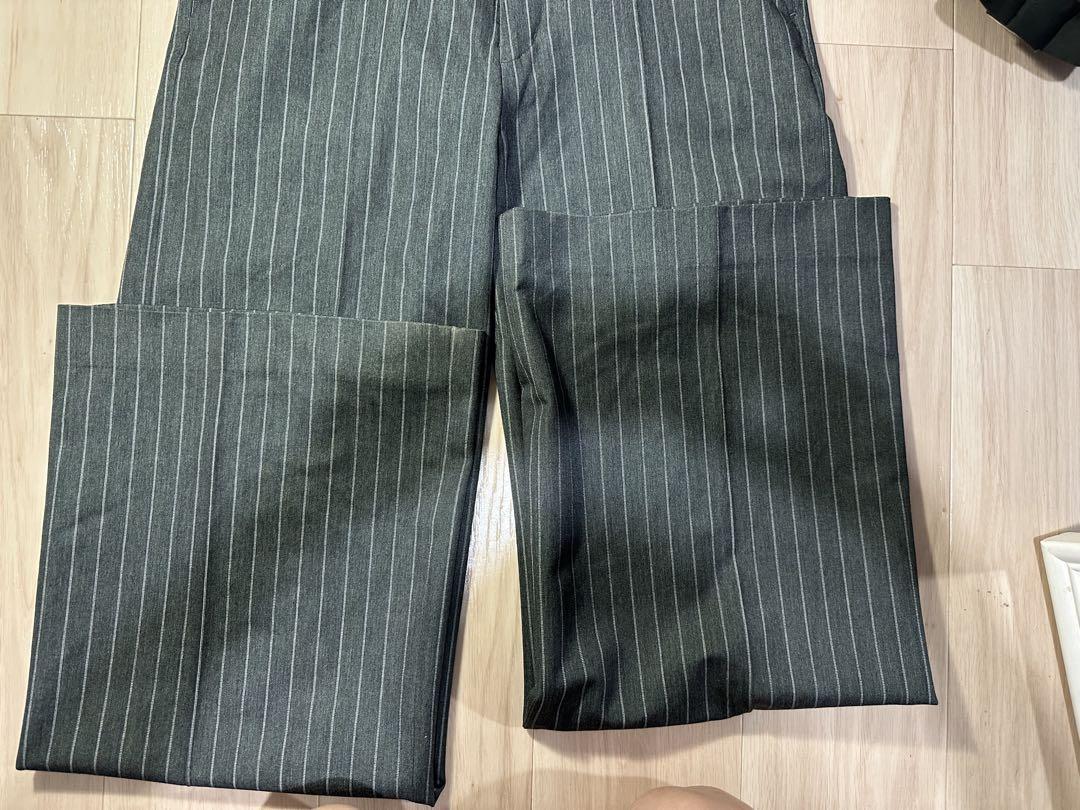 shikitari STRIPE FLARE SLACKS【GRAY】
