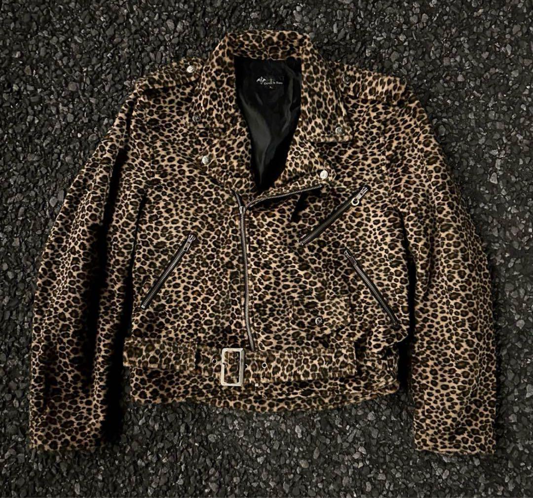 00s archive leopard fur riders jacket - メルカリ