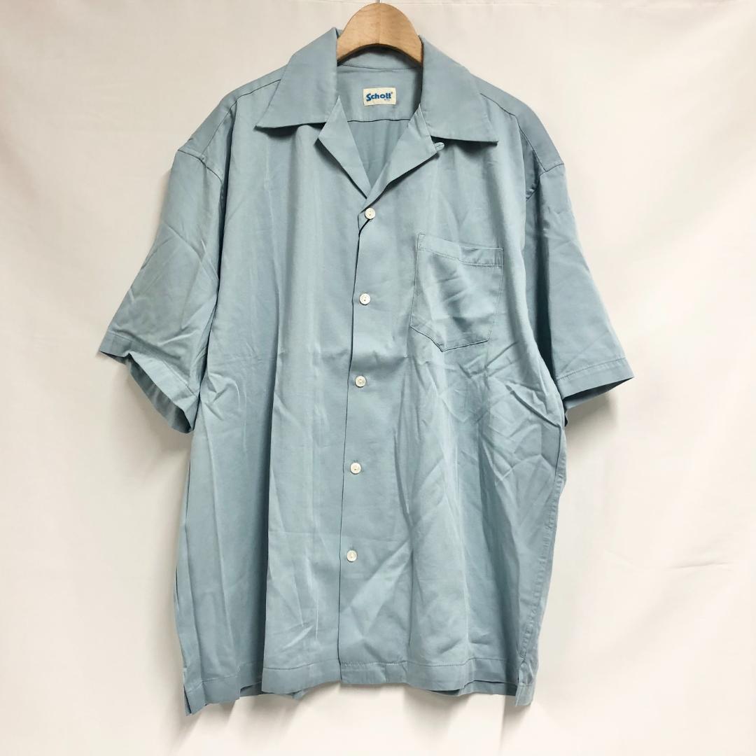 ○★新品未使用　Schott（ショット）　オープンカラーシャツ　L　サックス