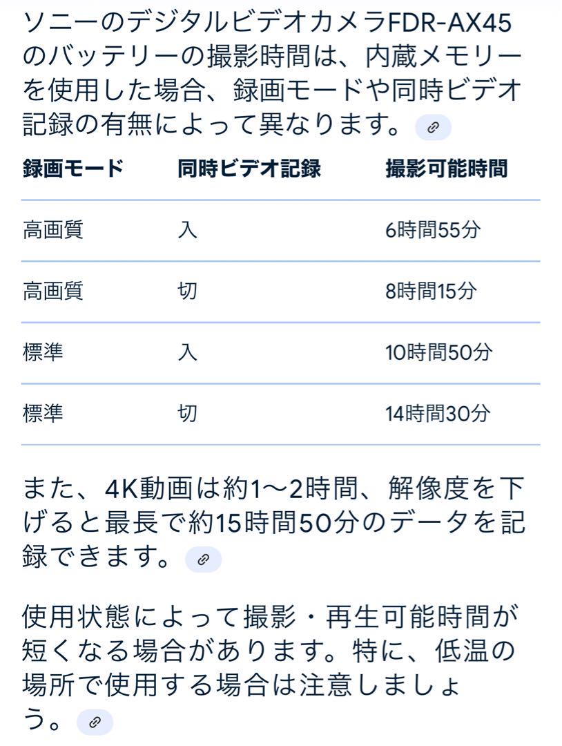 SONY ハンディーカム　FDR-AX45A バッテリー２個付き！