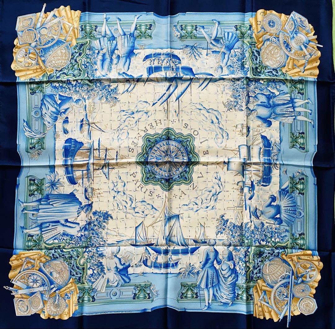 HERMES シルクスカーフ 海洋テーマ