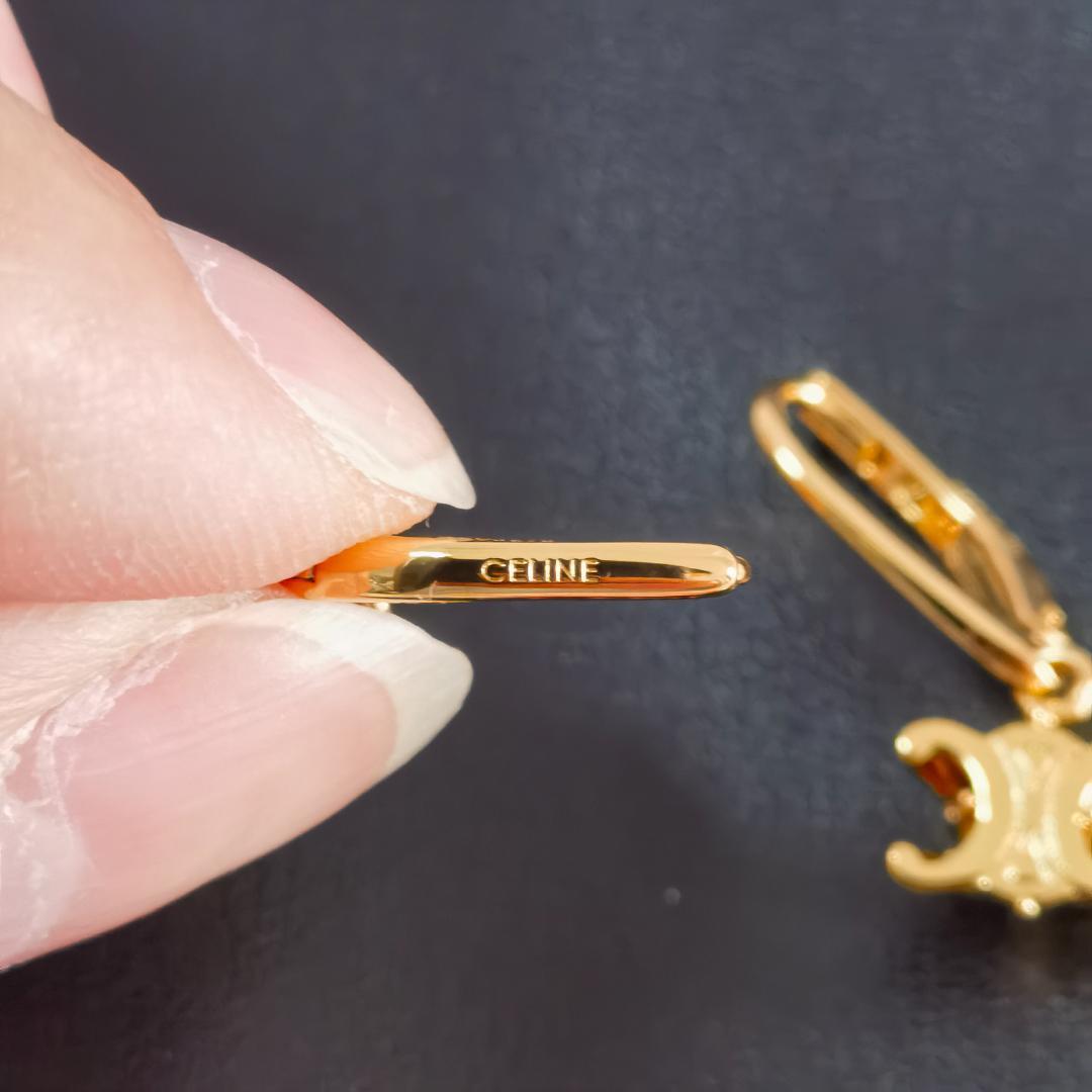極上美品！CELINE トリオンフ フープ ピアス ゴールド
