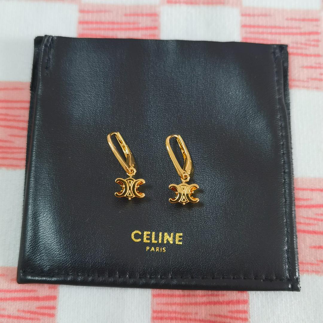 極上美品！CELINE トリオンフ フープ ピアス ゴールド