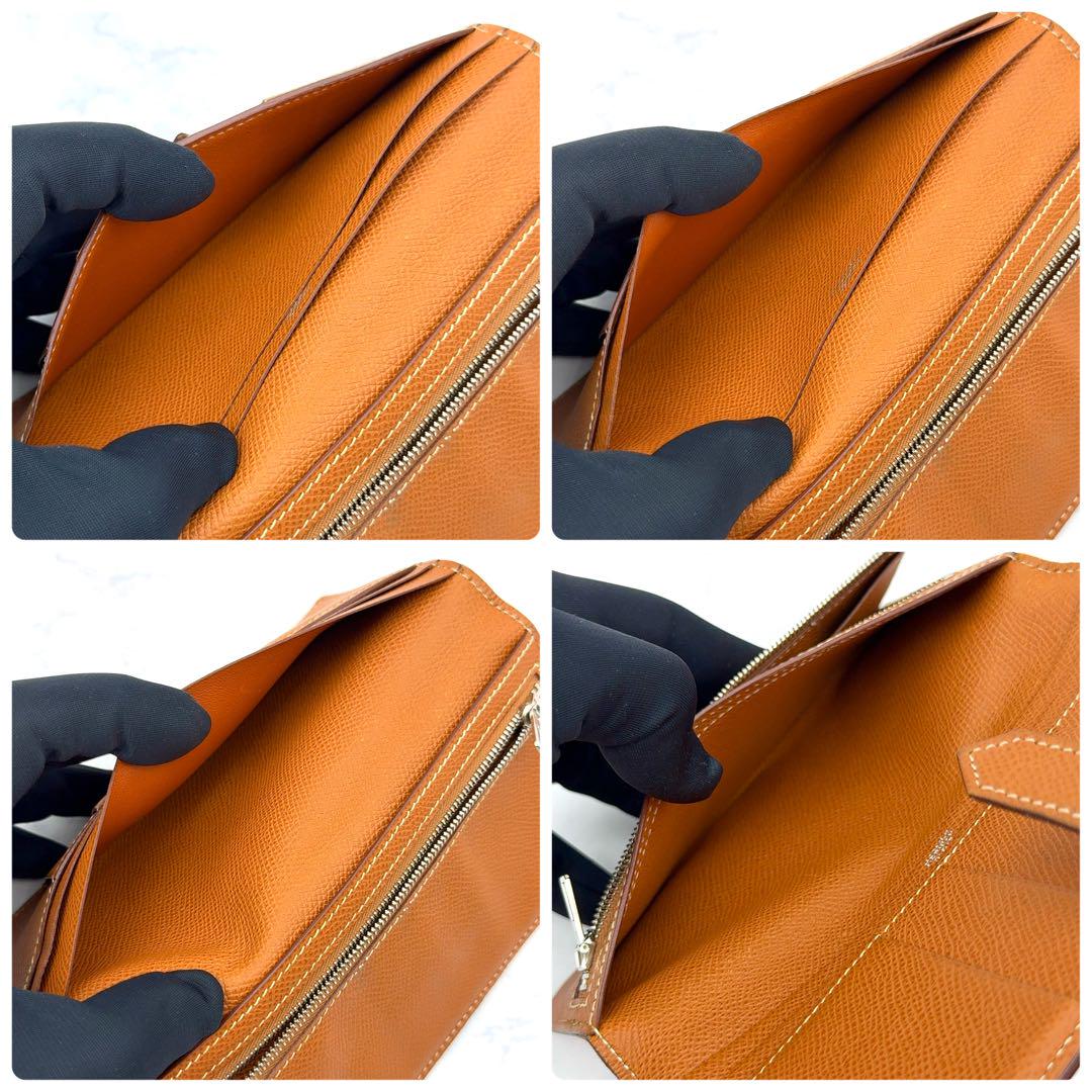 【極美品】HERMES エルメス べアン エプソン ゴールド □K刻印 長財布