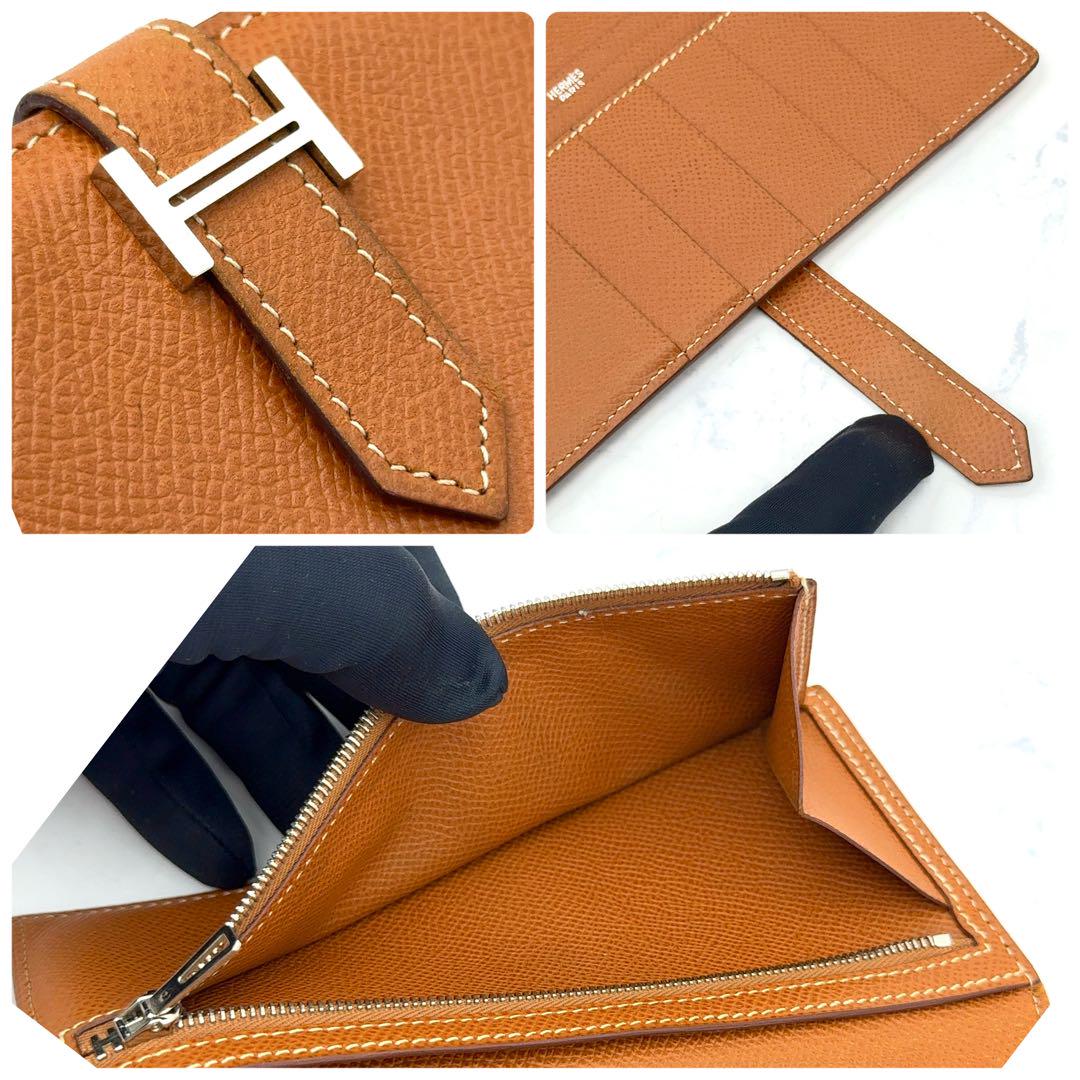 【極美品】HERMES エルメス べアン エプソン ゴールド □K刻印 長財布