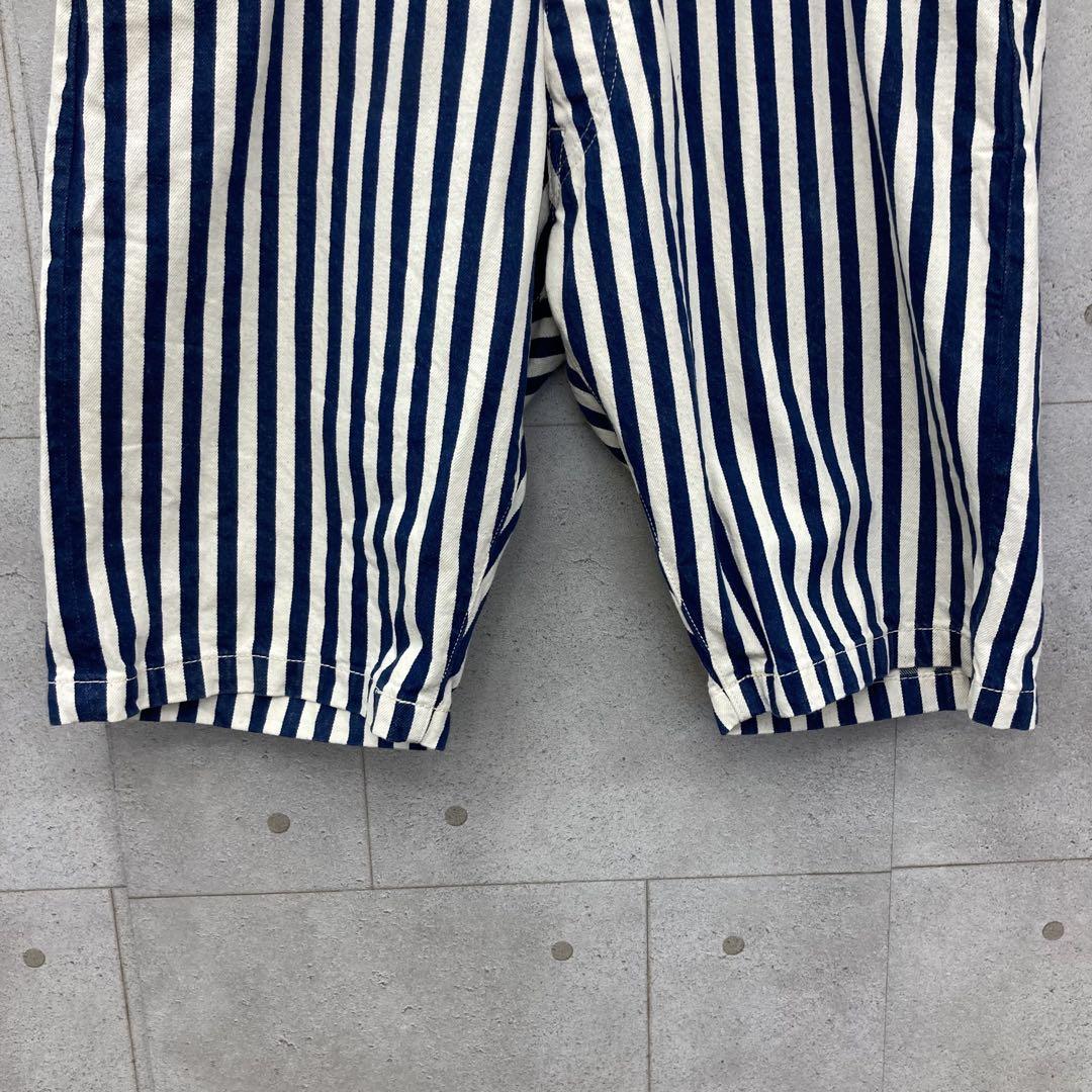 EVISU エヴィス デニムハーフパンツ ストライプ メンズ 36 白 青
