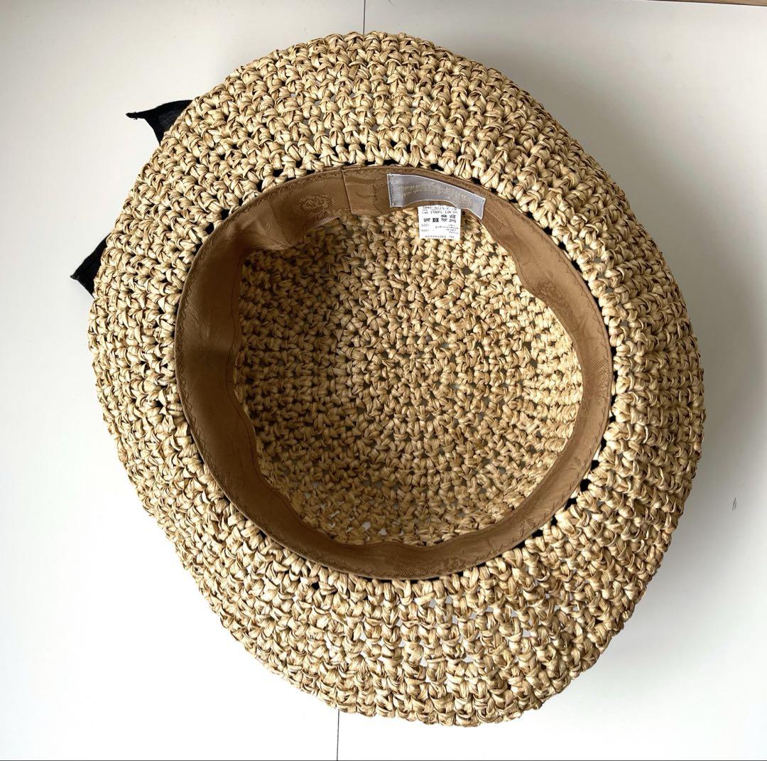 【美品】CA4LA カシラ＊リボンデザインハット＊ストローハット＊ベージュ