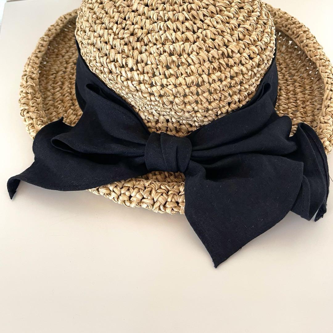 【美品】CA4LA カシラ＊リボンデザインハット＊ストローハット＊ベージュ