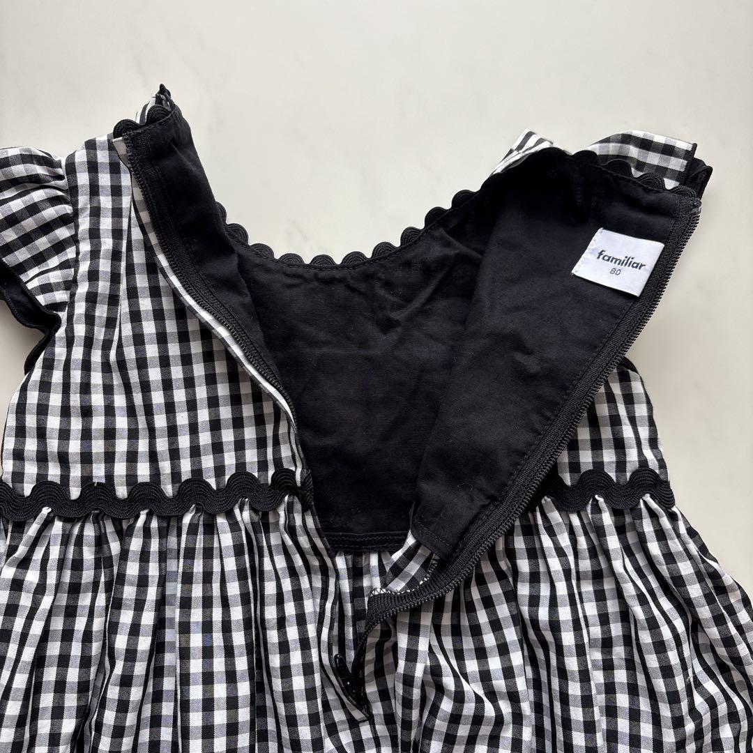 familiar 80 ワンピース 黒と白のチェック familiar 80 ワンピース 黒と白のチェック ワンピース