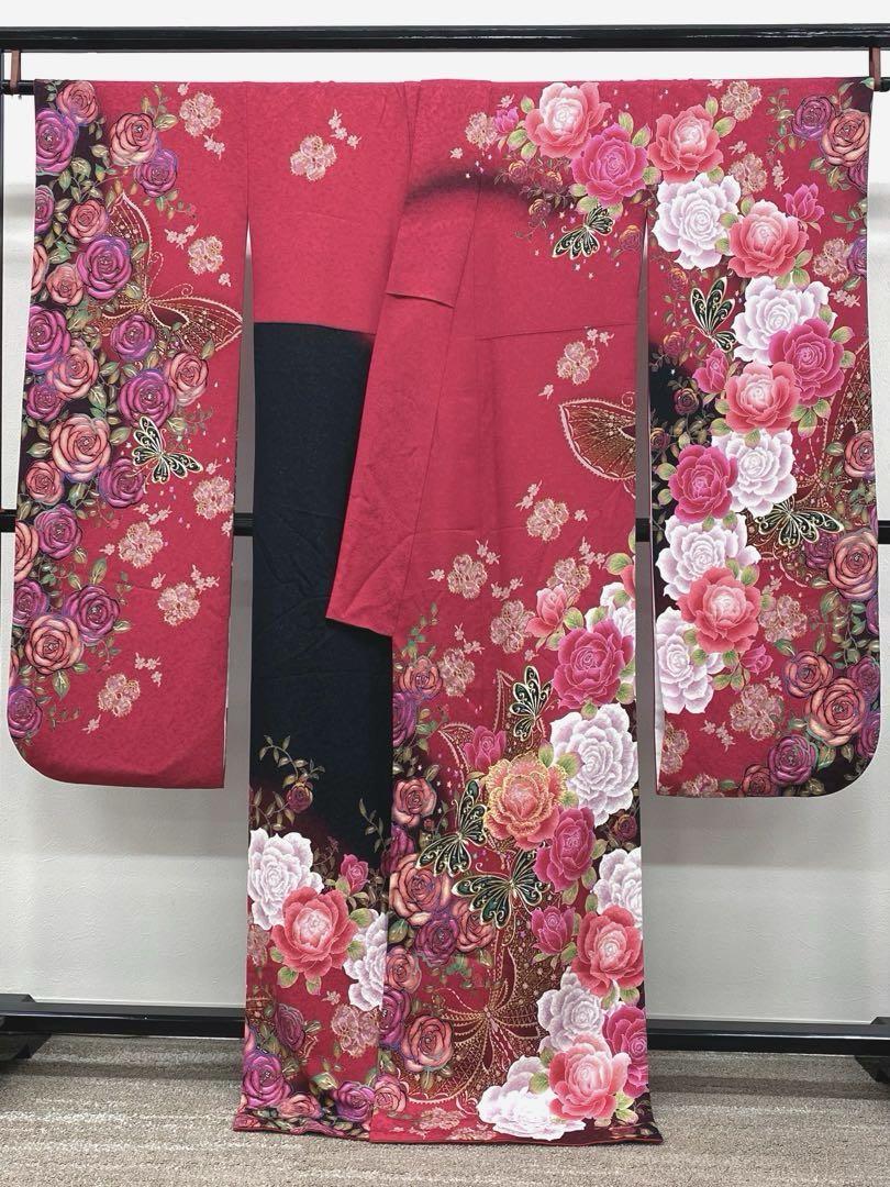 振袖 豪華 銀通し ラメ刺繍 紋意匠 薔薇尽くし 身丈167cm