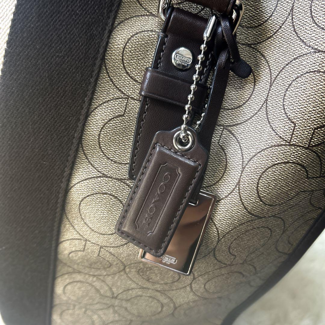 COACH ヘリテージ オプアート 縦型 ビジネス トートバック PVC レザー