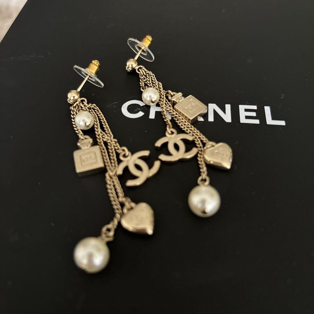 【返品?交換対象商品】 チェーン シャネル CHANEL ピアス ハート パール 香水瓶 アクセサリー