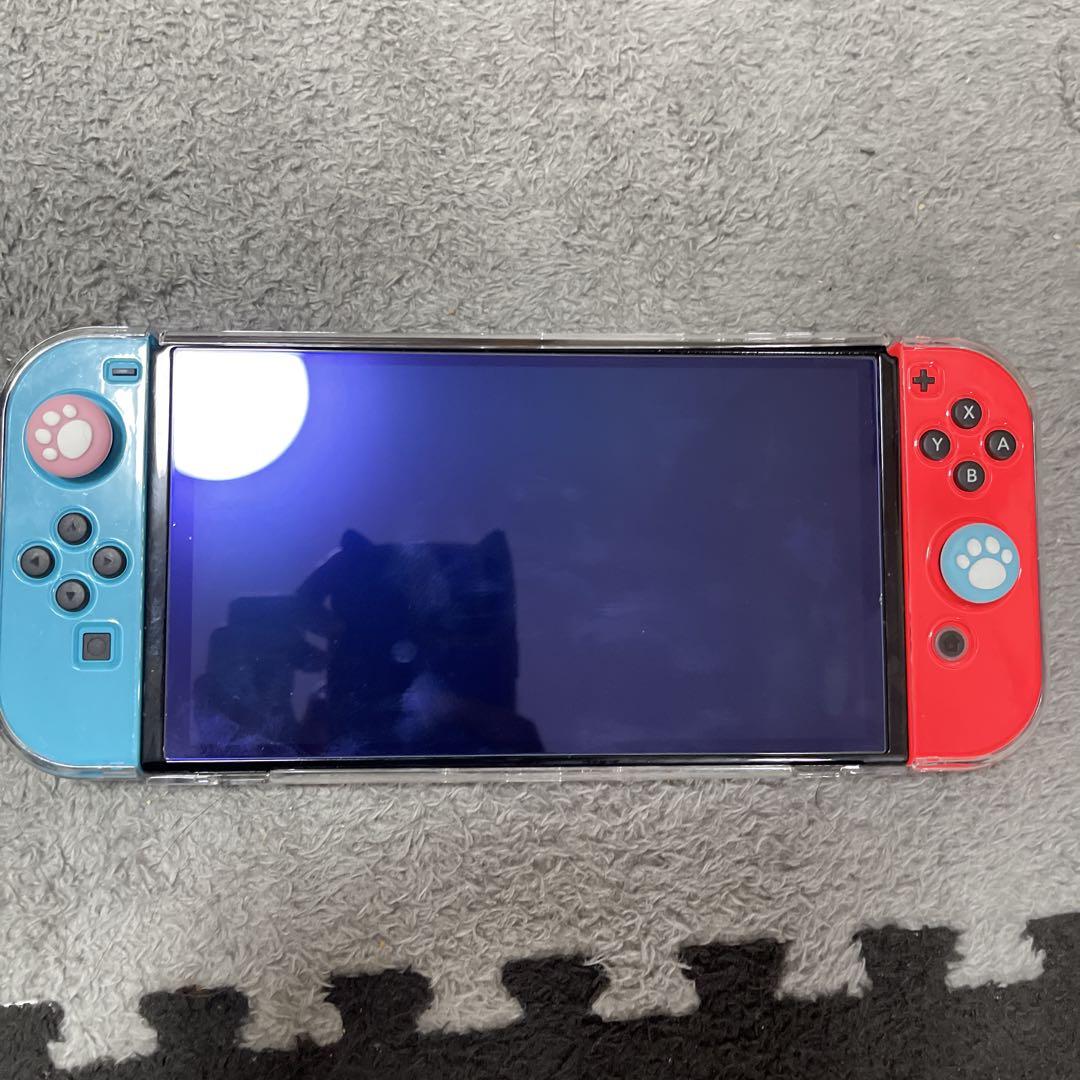 Nintendo Switch EL モデル　青/赤 肉球ボタン