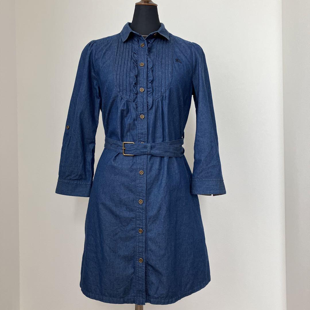 BURBERRY BLUE LABEL デニムワンピース 裏ノバチェック BURBERRY BLUE LABEL】デニムワンピース ノバチェック 36 ひざ丈