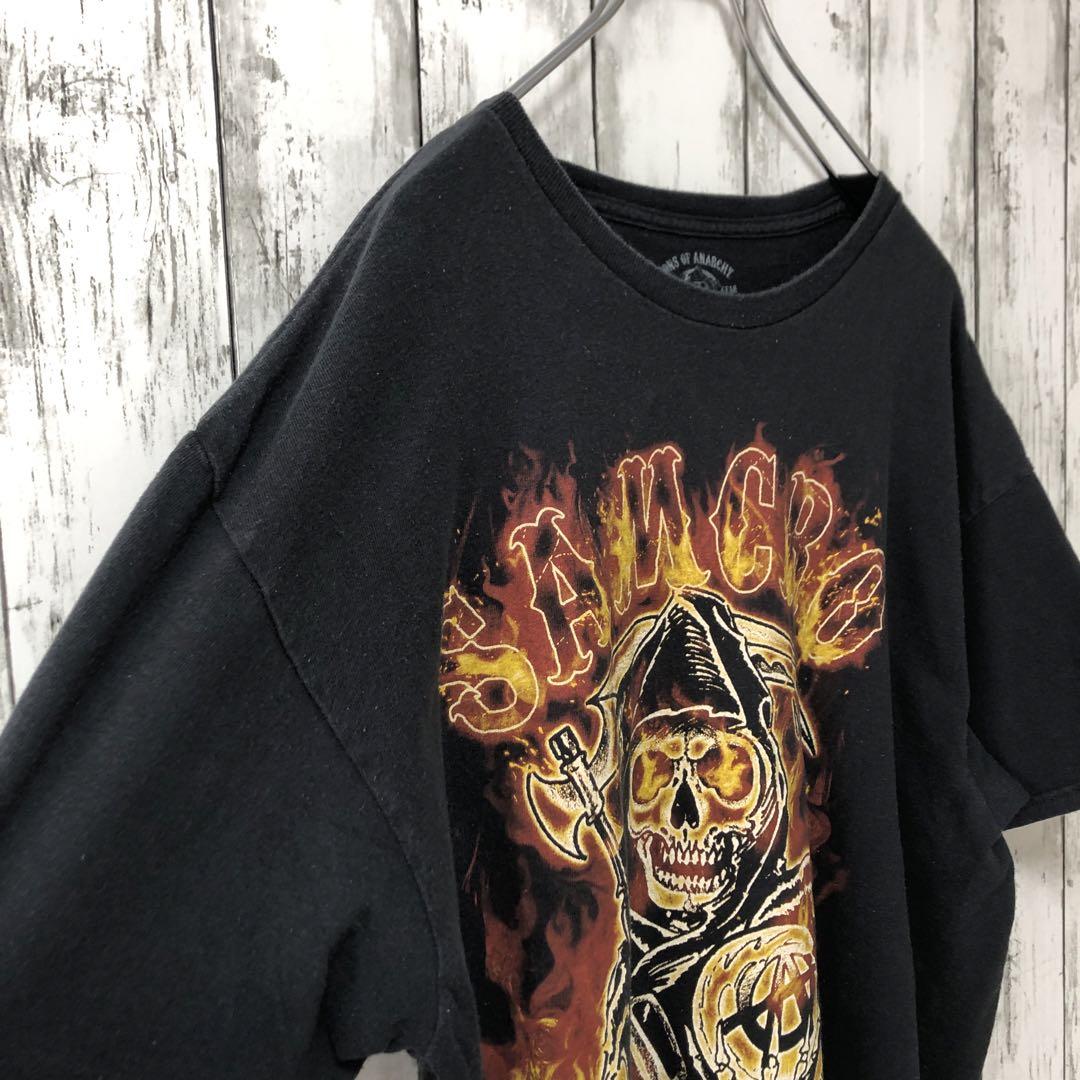 C1944 SAWMCRO海外古着 Tシャツ 半袖 スカル 死神 バンド ロック