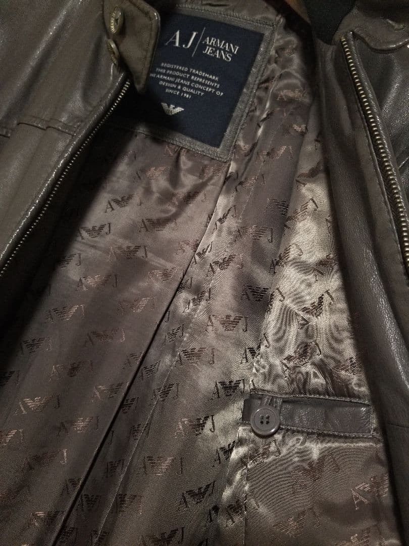ARMANI アルマーニ 本革 レザー ブルゾン ジャケットL ARMANI JEANS