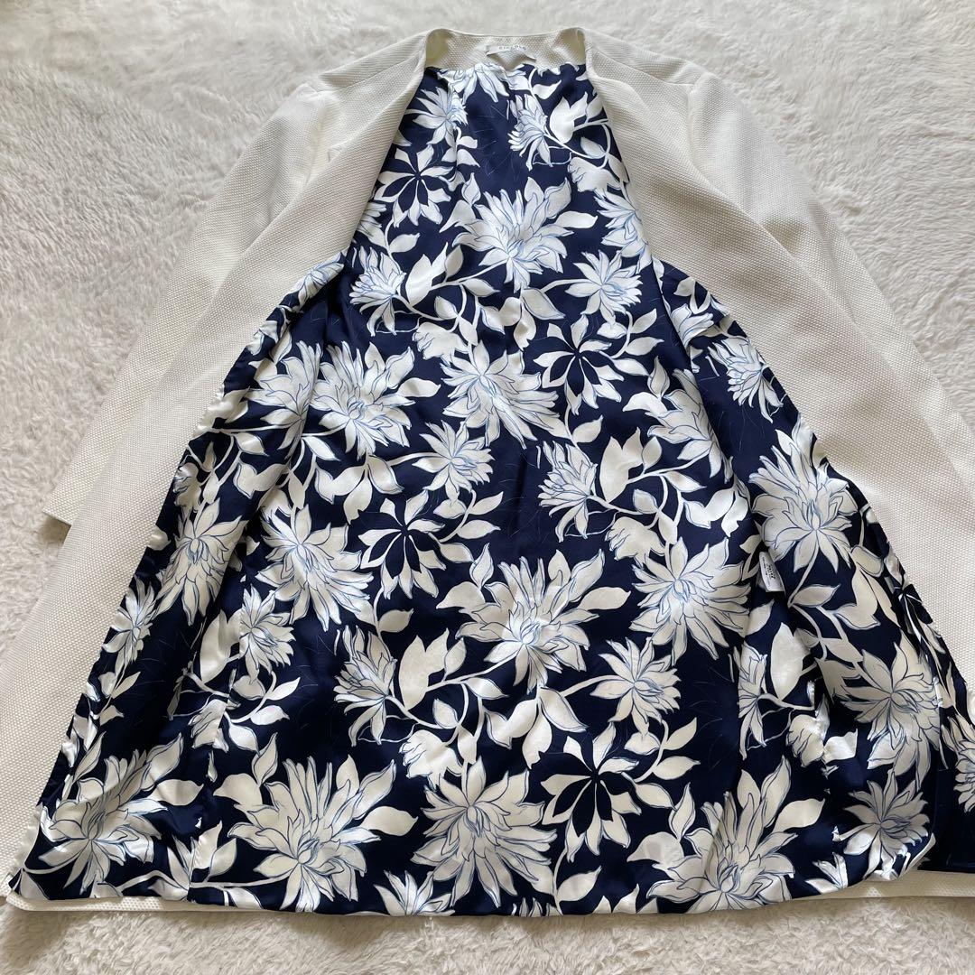 極美品✨チルコロ 1901 ノーカラーロングジャケット 七分袖 花柄裏地