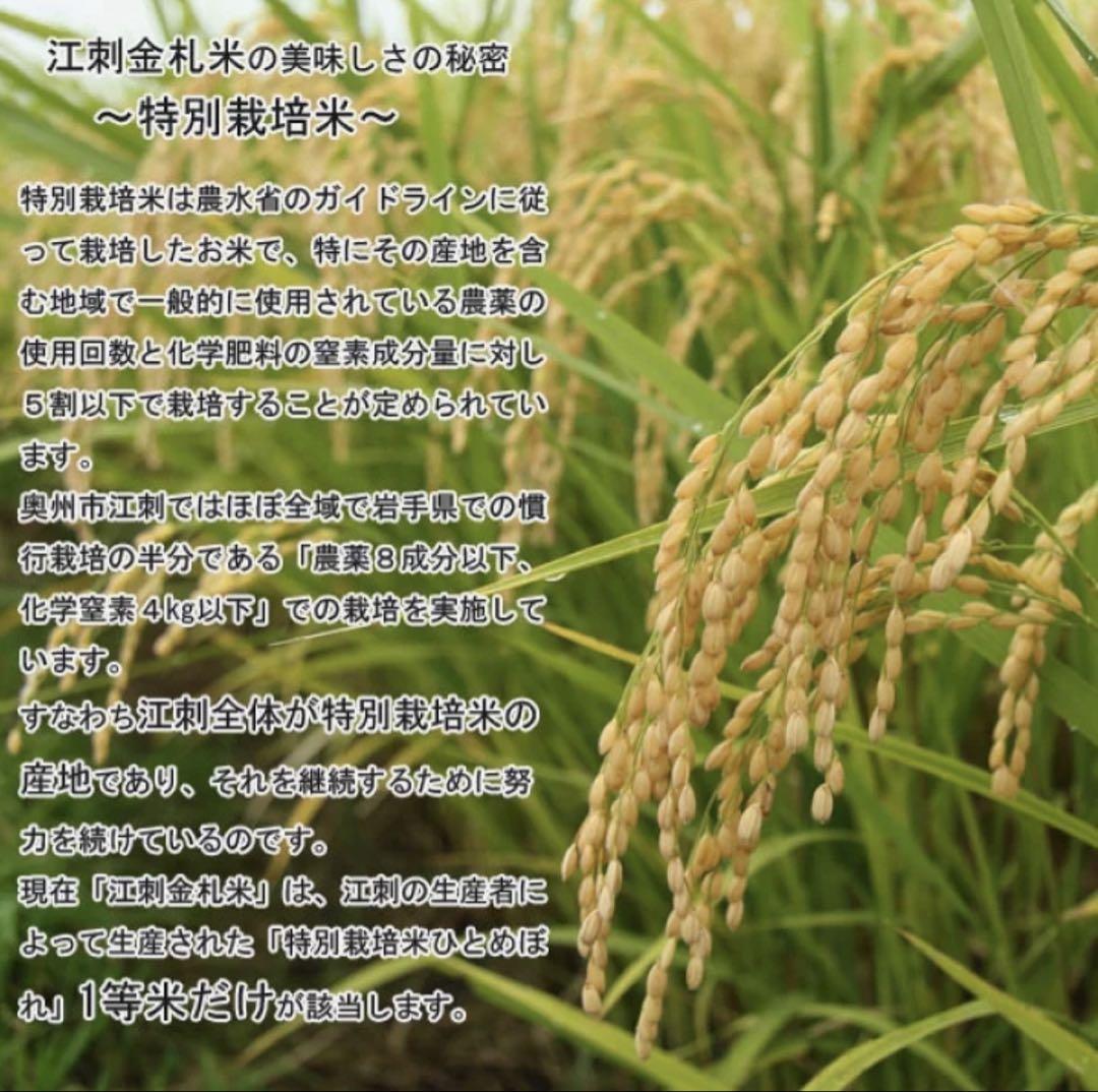 お米　精米【金札米特別栽培米江刺産ひとめぼれ5kg】 減農薬栽培米！