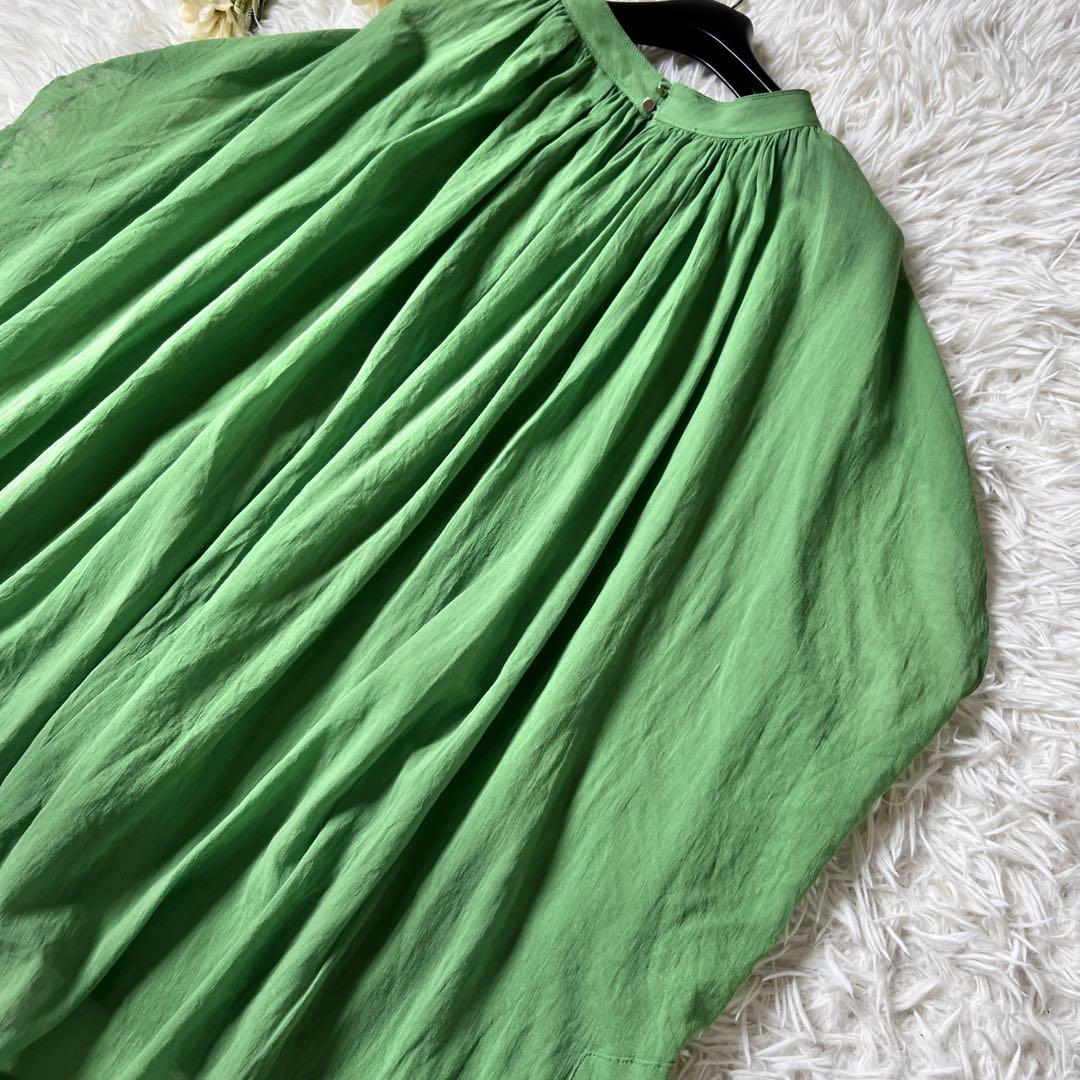 BEARDSLEY ビアズリー コットン シフォン ギャザー 丸 ブラウス