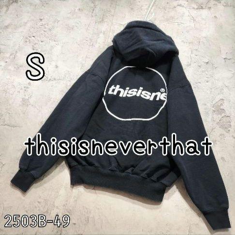✪thisisneverthat　ジップアップパーカー　ビッグロゴ　ブラック　S