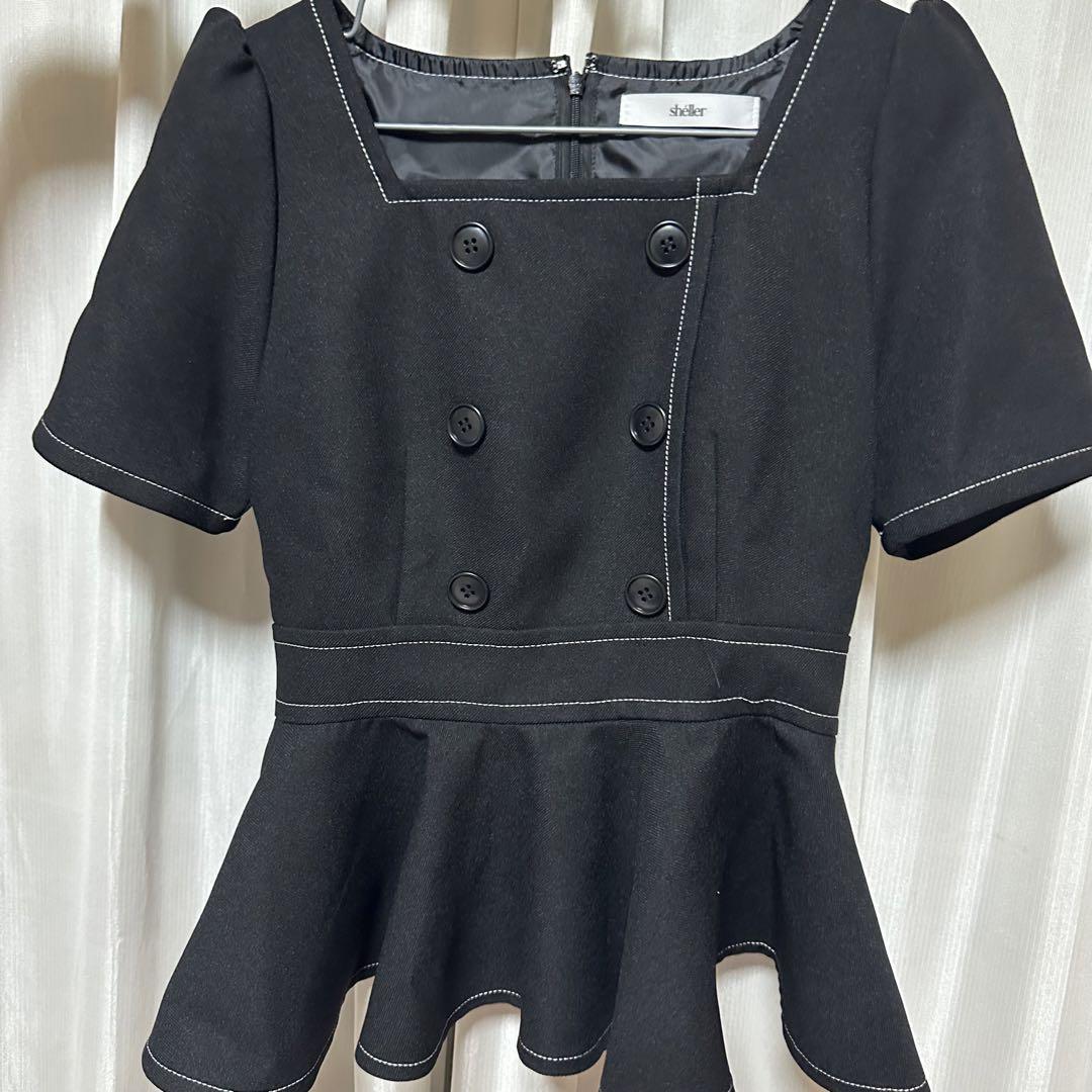 sheller ブラック　ペプラム　トップス