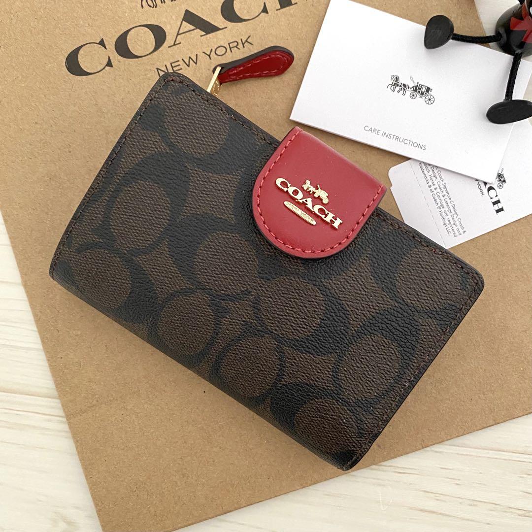 新品　COACH　コーチ 折り財布　２つ折り財布 トゥルーレッド