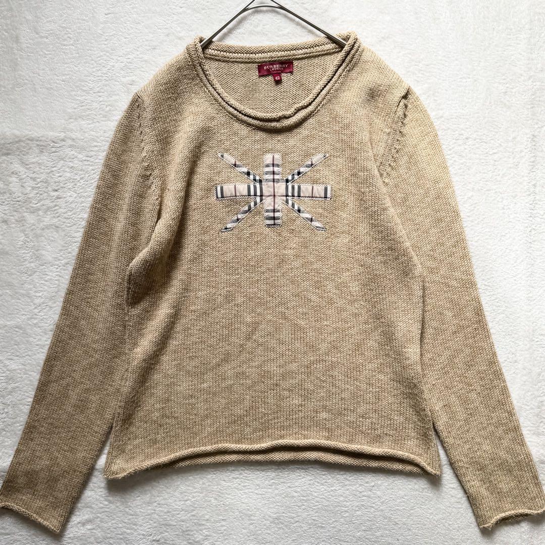 【希少／大きいサイズ】バーバリーロンドン ノバチェック刺繍 長袖ニット セーター