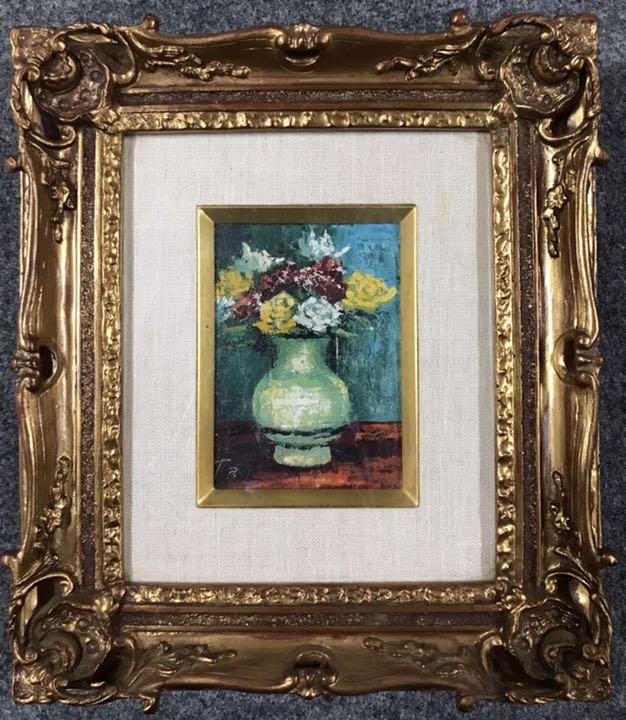 「薔薇と花瓶」 絵画 油絵 高級額装付き 「薔薇と花瓶」 絵画 油絵 高級額装付き