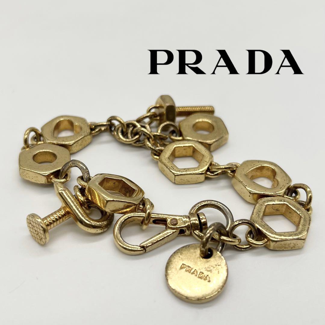 希少✨　PRADA プラダ チェーンブレスレット ボルト ナット ゴールド