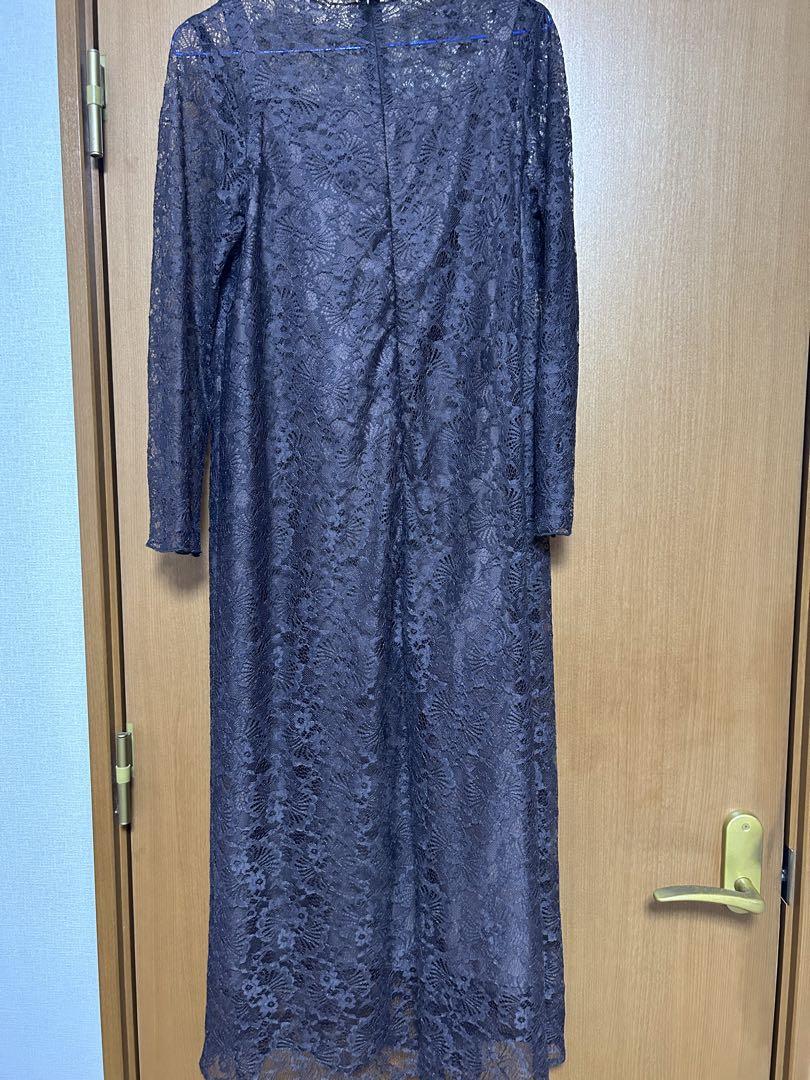 ロングジレレイヤードレースワンピース 結婚式
