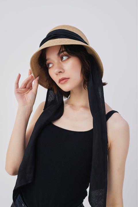 SHEER SR STRAW STEM HAT (BLACK)
