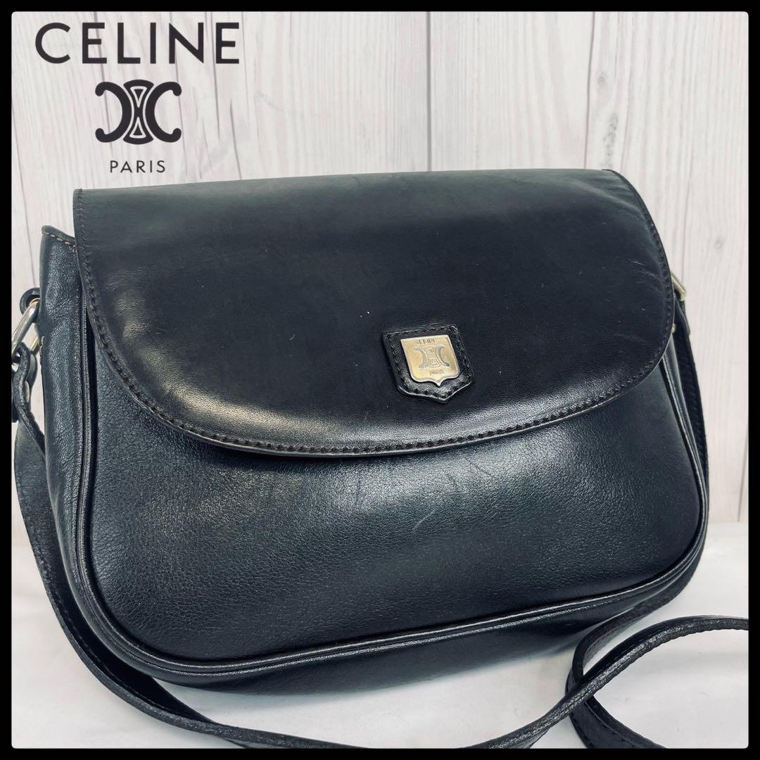 ◆ 美品 ◆ CELINE セリーヌ ショルダーバッグ レザー 斜め掛け 黒