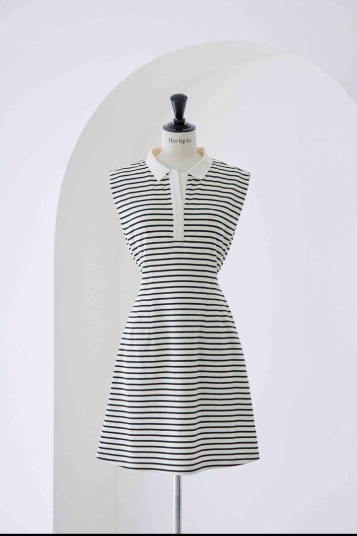 新品　herlipto French Sleeve Polo Dress 新色】French Sleeve Polo Long Dress