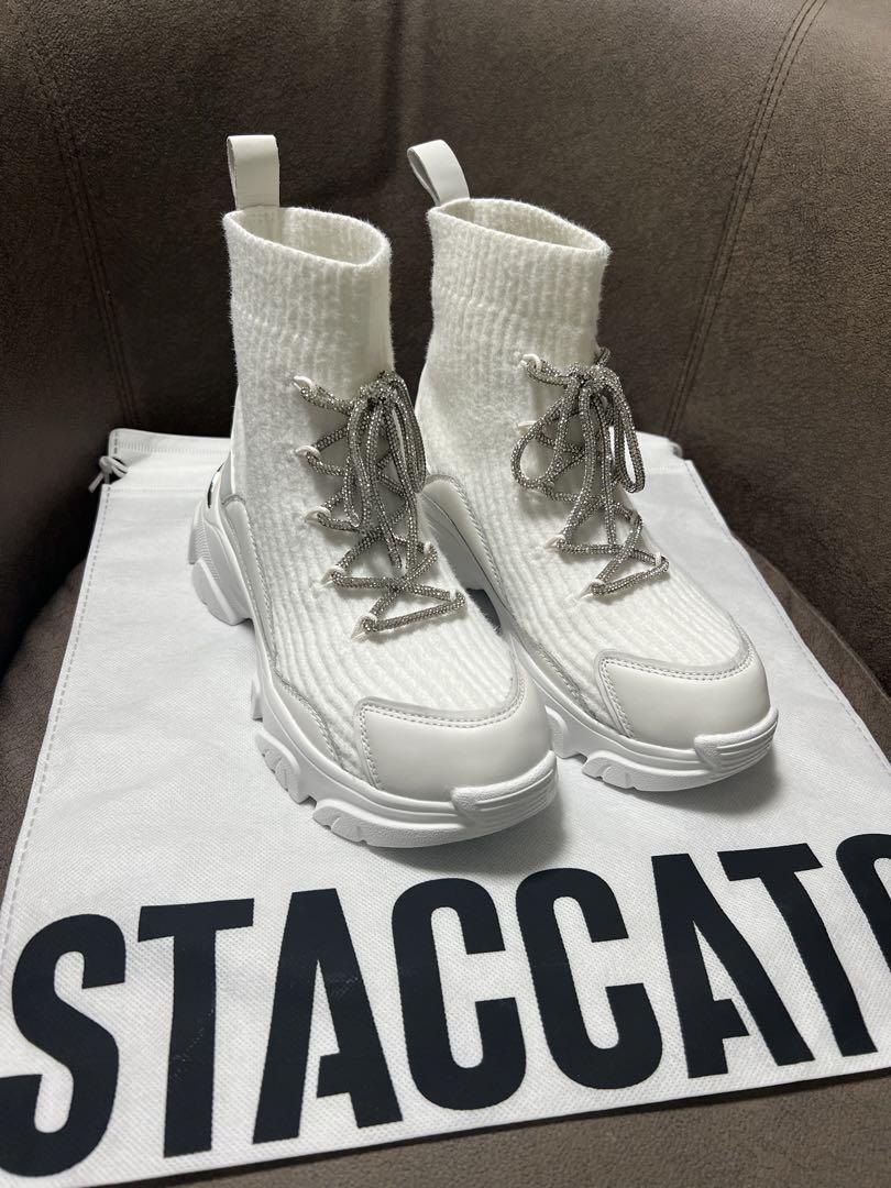 staccato スニーカーブーツ 白ニット靴
