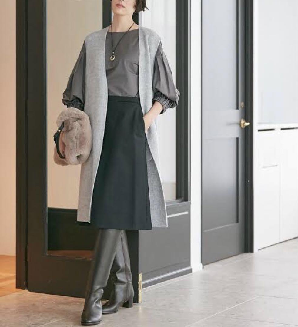 自由区 MANTECO リバー ジレ ロングベスト ウール