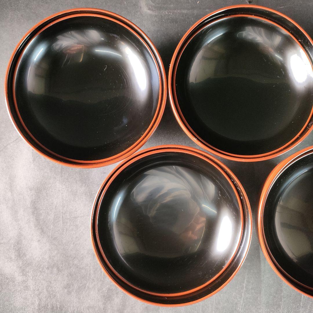 C1-4/輪島塗/五島山謹製/輪島塗吸物椀5客/共箱/汁椀/茶碗/蓋付/懐石料理