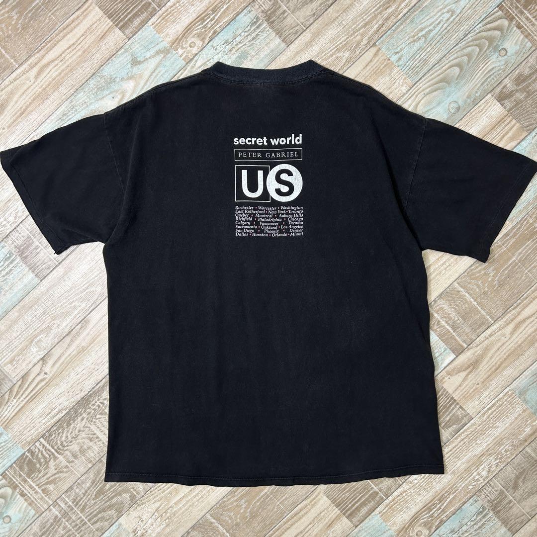 90s USA製 ピーター ガブリエル Tシャツ フェードブラック GEM XL