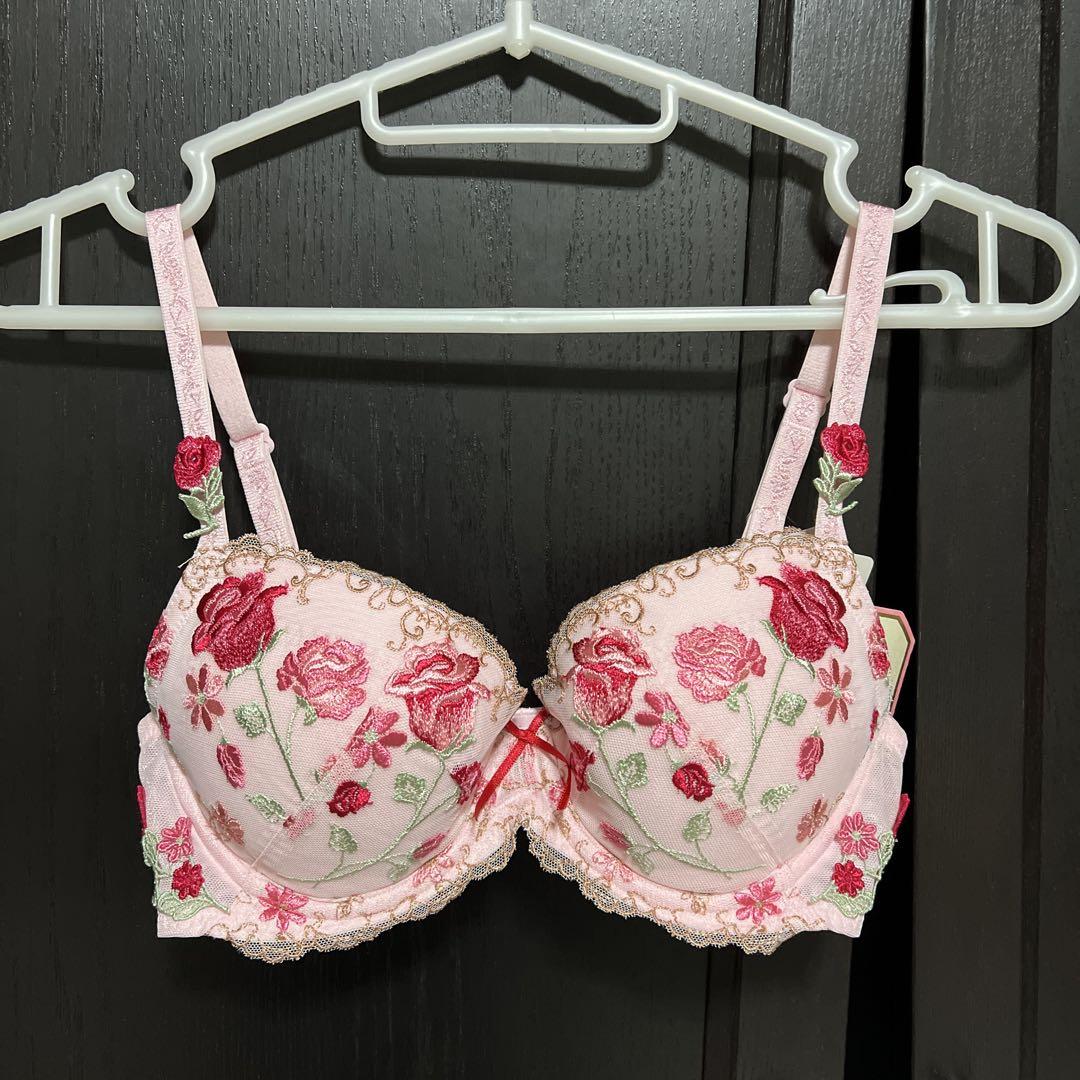 ラスト1【D65/M】トリンプ プレミアム 薔薇 ブラ＆ショーツ ピンク