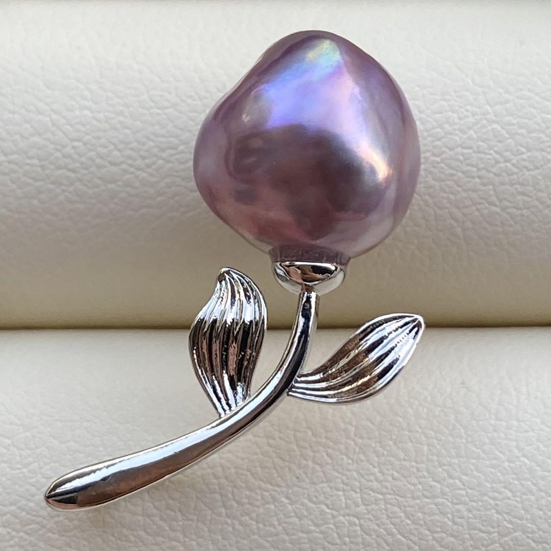 本真珠 淡水バロックパールネックレストップ 花蕾12mm紫虹色PT559 - メルカリ